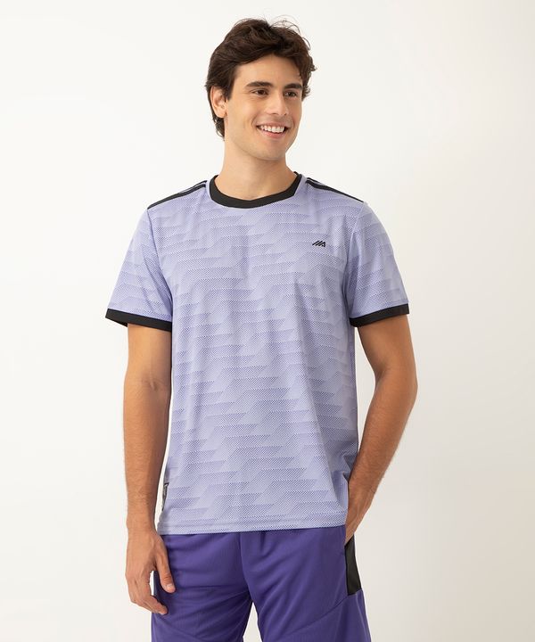 camiseta geométrica manga curta com recorte esportiva lilás médio M