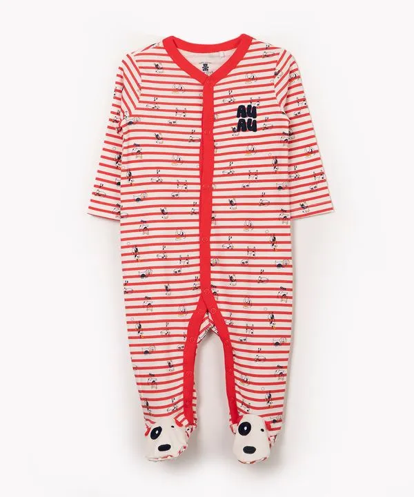 macacão infantil longo cachorro vermelho 9-12