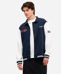 jaqueta college masculina de moletom felpado hot wheels azul PP