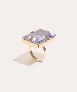 anel com pedra zircônia retangular dourado P