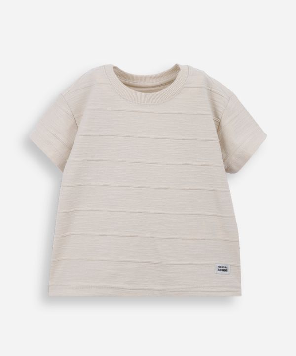 camiseta infantil de algodão texturizada bege 1