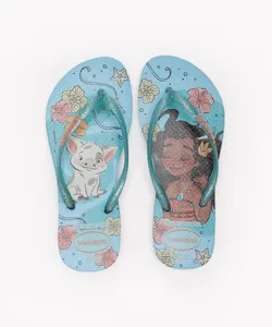chinelo havaianas infantil slim princesa Moana azul 27-28