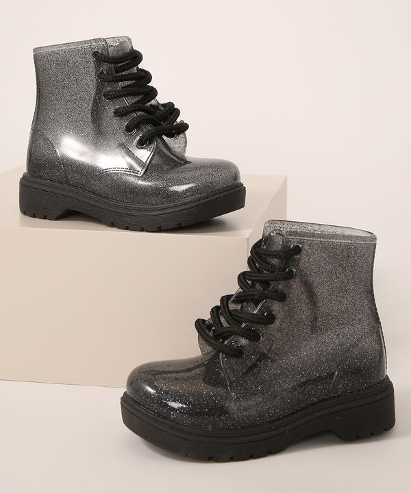 Coturno Infantil Luelua com Glitter Preto 21-22