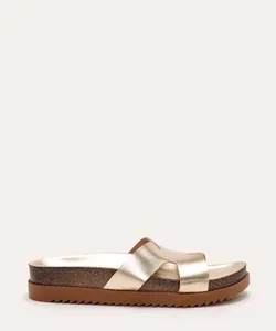 rasteirinha flatform metalizada oneself dourada 39