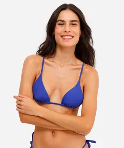 biquíni top cortininha bojo removível azul M