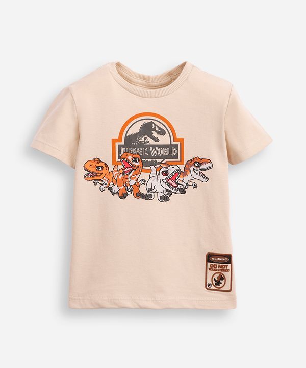 camiseta de algodão infantil jurassic world bege 5