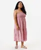 vestido midi feminino com recortes plus size rosa GG4