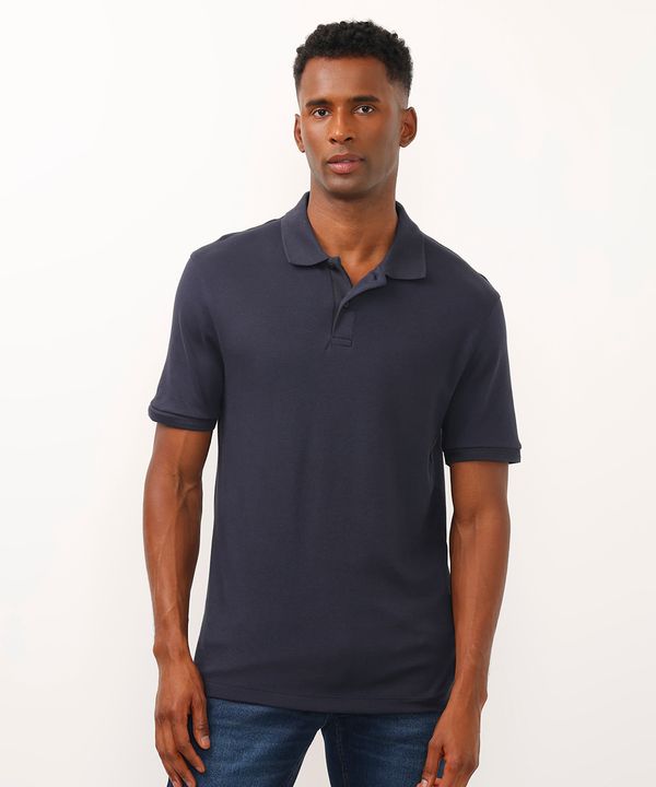 polo de algodão manga curta azul marinho G