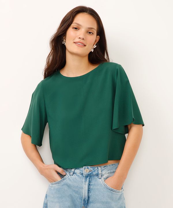 camiseta básica de viscose manga curta verde PP