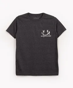 camiseta de algodão juvenil smile manga curta cinza 14