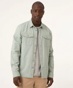 camisa oversized de sarja com bolsos verde claro PP