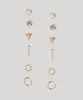 kit de 6 brincos formas geométricas com strass folheados dourados Único