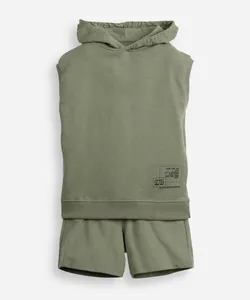 conjunto de moletom infantil regata com capuz - verde claro 12
