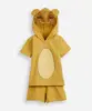 conjunto curto infantil de algodão com capuz simba amarelo 5