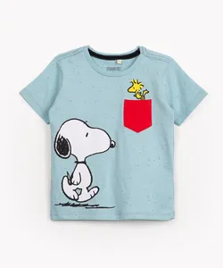 camiseta infantil snoopy manga curta azul claro 5