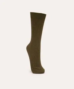 meia canelada cano longo - verde militar UNICO
