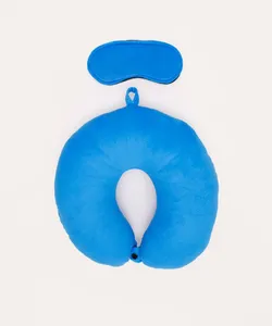 apoio de pescoço com máscara de dormir azul UNICO
