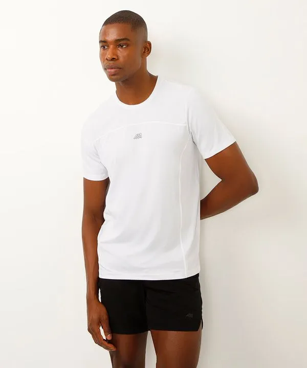 camiseta slim manga curta com recortes esportiva branca G