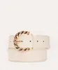 cinto fivela metalizada trabalhada off white 95CM