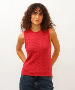 regata de tricot com textura decote redondo rosa M