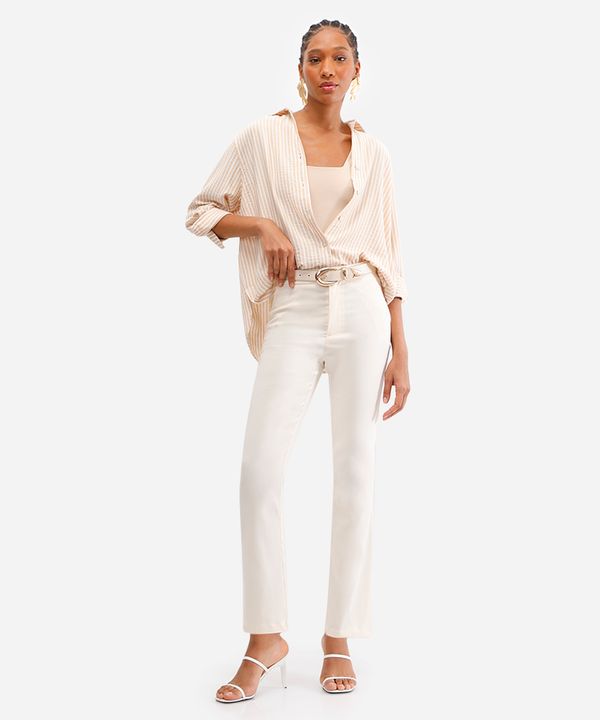 calça skinny feminina cós elástico bege 42