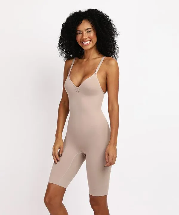 Body Modelador Plié Bermuda com Bojo sem Aro Bege M