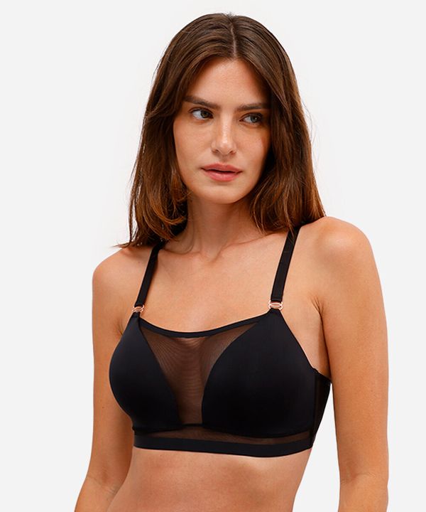 sutiã triângulo feminino com tule preto 46