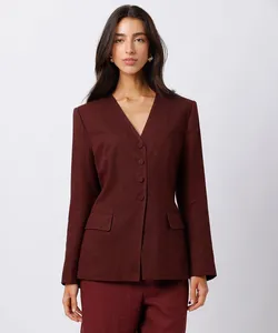 blazer de alfaiataria feminino com linho mindset vinho P