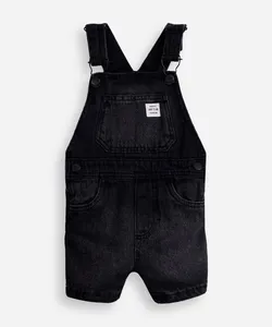 jardineira infantil jeans preta 5