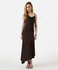 vestido midi feminino decote degagê assimétrico marrom G