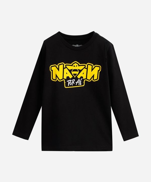 camiseta infantil de algodão natan manga longa preta 8
