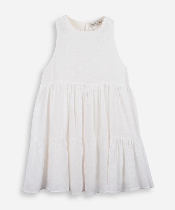 vestido infantil de viscose com recortes texturizado off white 12