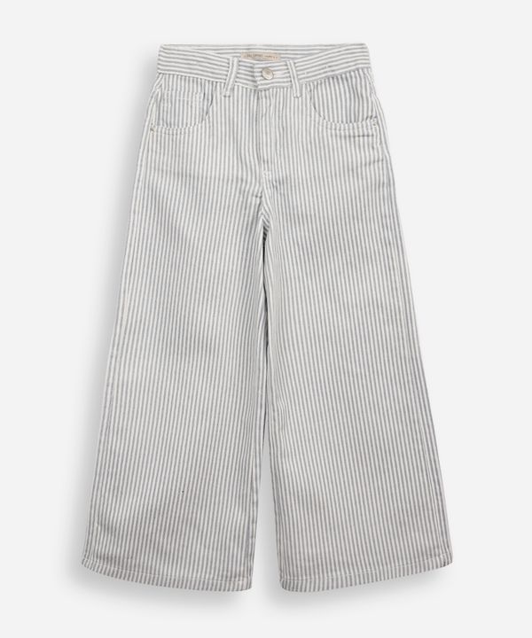 calça wide leg infantil de sarja listrada off white 4