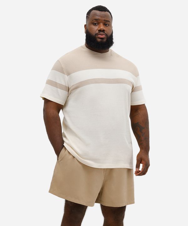 short masculino de poliamida plus size bege GG3