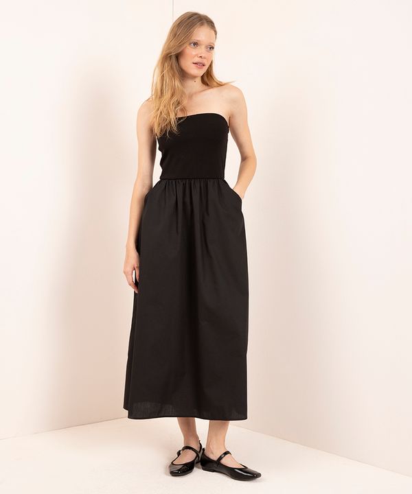 vestido sem alça com bolso mindset preto PP