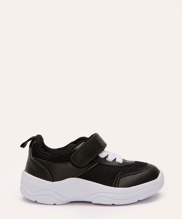 tênis casual infantil com velcro preto 23