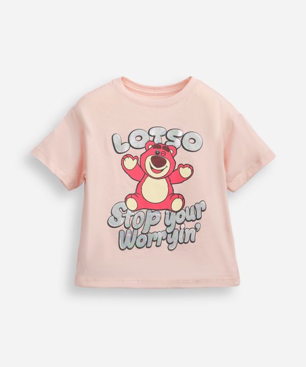 camiseta de algodão infantil lotso rosa 10