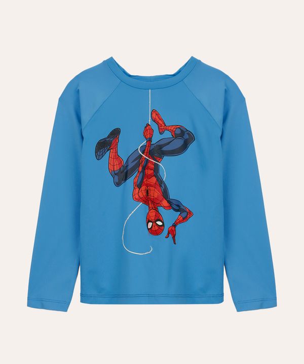 blusa infantil homem aranha manga longa com proteção uv azul 8