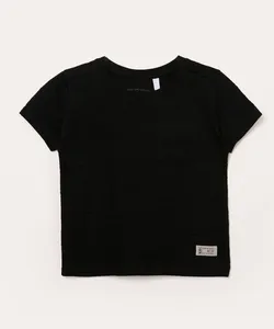 camiseta infantil de algodão com bolso preto 2