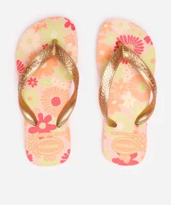 chinelo havaianas infantil floral rosa 29-30