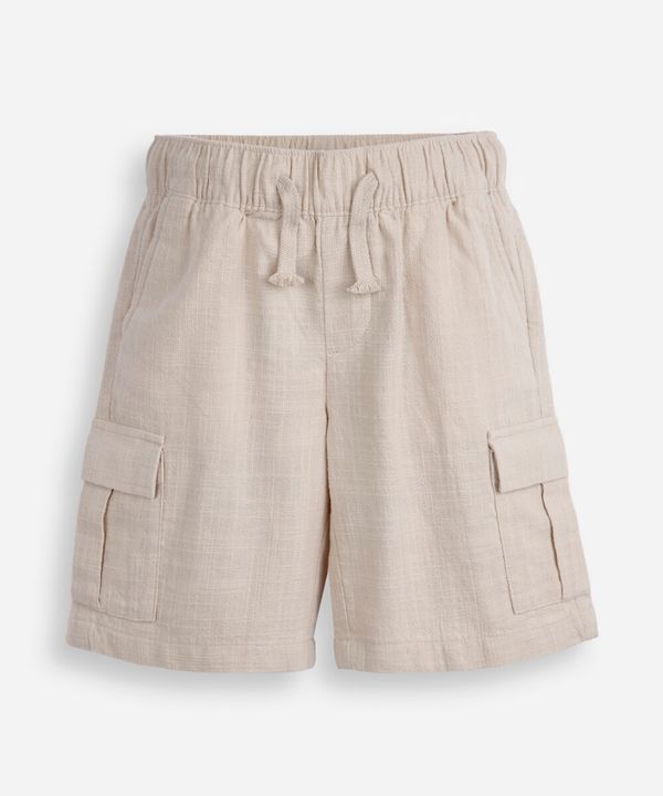 bermuda cargo infantil de algodão texturizada bege 10