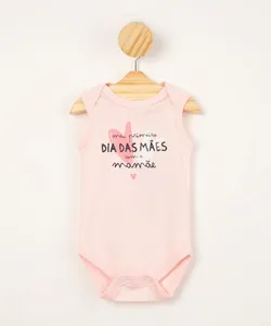 body infantil de algodão "meu primeiro dia das mães com a mamãe" rosa claro 9-12