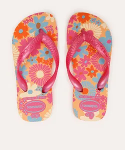 chinelo havaianas infantil floral laranja 29-30