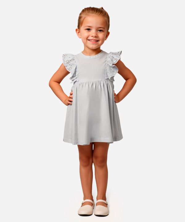 vestido infantil de algodão com babado azul 2