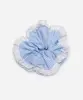 elástico de cabelo srunchie listrado com laise azul UNICO