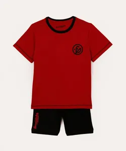 pijama curto de algodão enaldinho vermelho 4