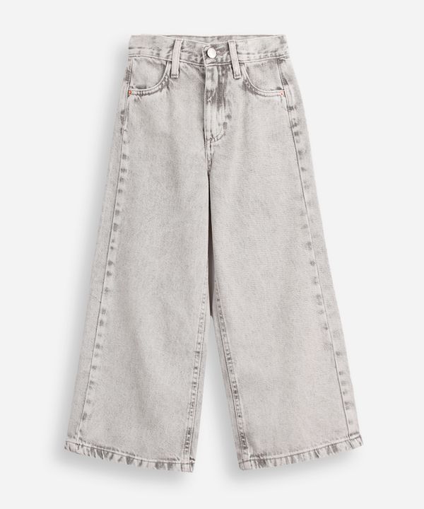 calça jeans infantil wide leg cinza 10