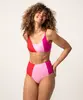 biquíni calcinha tanga hot pant tricolor com proteção uv50+ rosa M