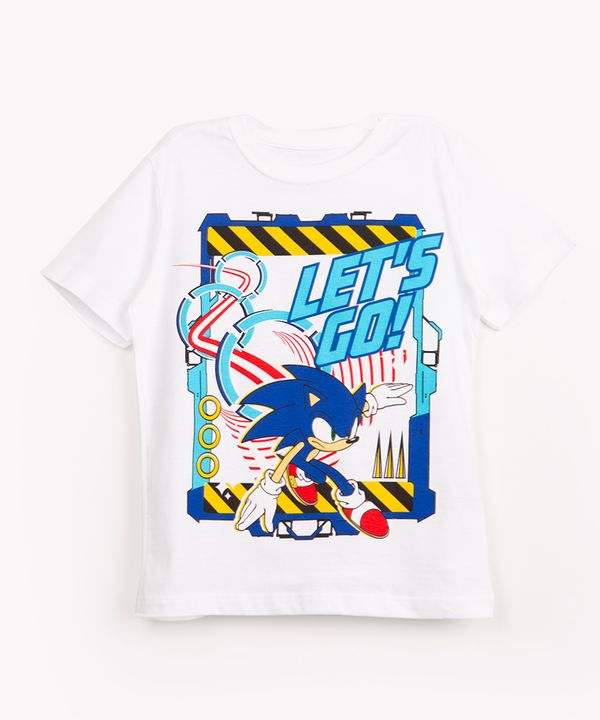 camiseta infantil de algodão manga curta sonic off white 6