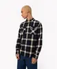 camisa de flanela xadrez manga longa azul marinho P
